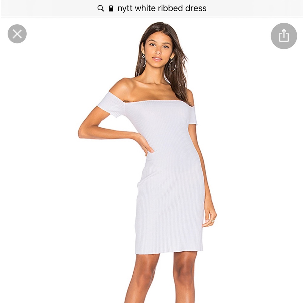 Nytt white ribbed off the shoulder dress XS
